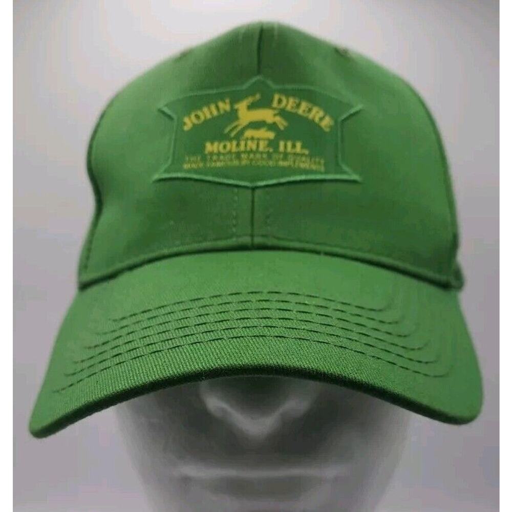 John Deere Embroidered Green Yellow Adjustable Hat Moline Illinois Dealer Sales